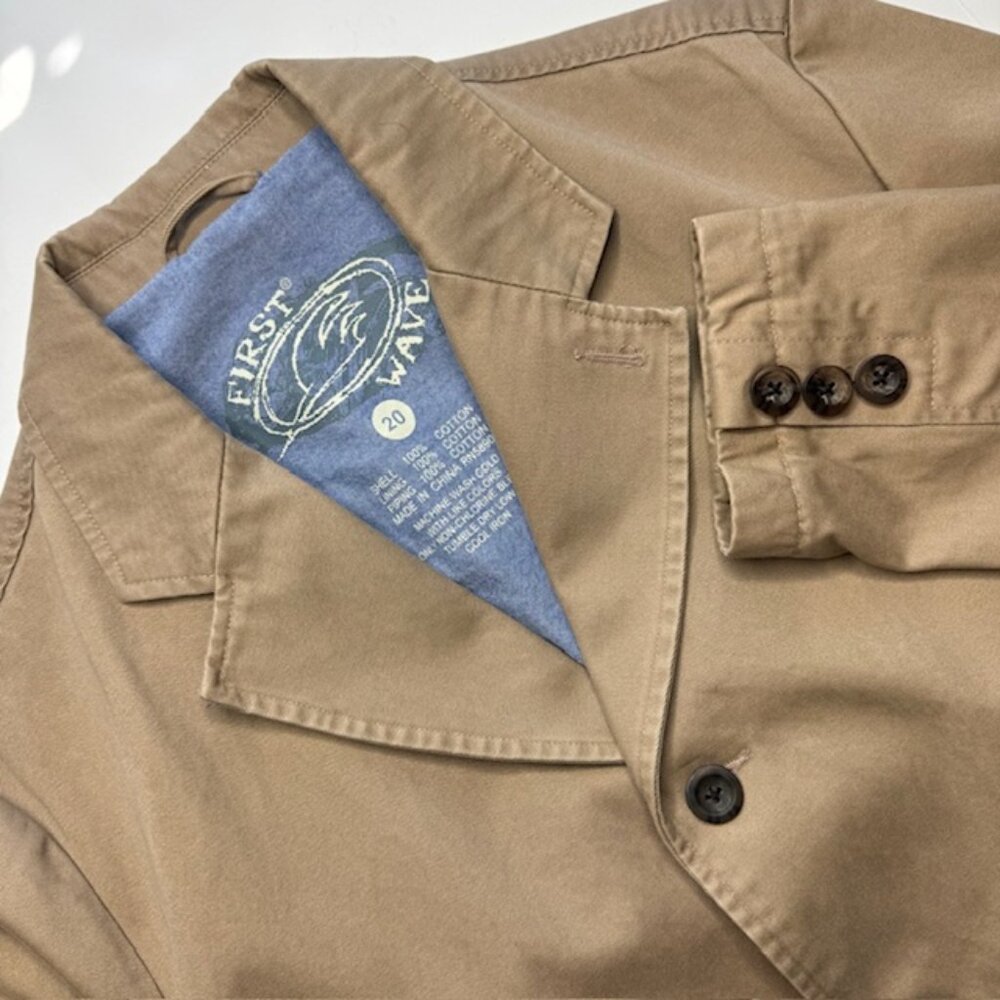Tan Cotton Blazer First Wave Unisex Youth Denim Feel Double Pockets